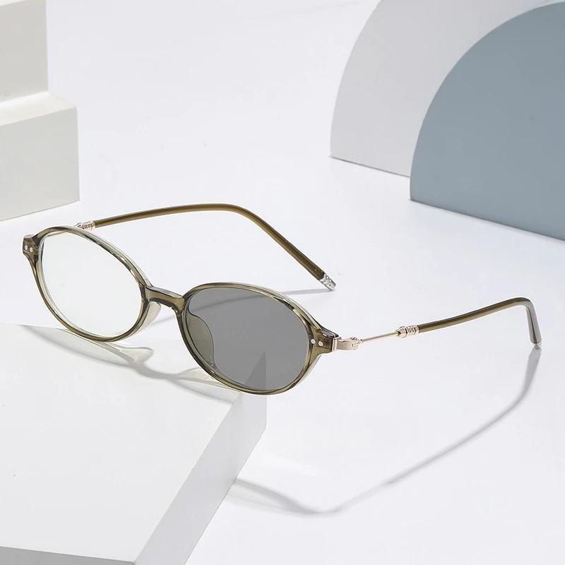 Fashion Oval Frame Photochromic Myopia Glasses Women Anti-blue Light Near Sight Eyewear with Prescription Lenses -1.25-2.25-2.75