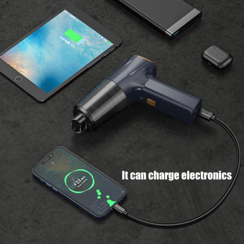 Автомобильный пылесос 135000PA Мини Портативный Беспроводной Ручной Уборочный Аппарат Мощный Воздуходув с Функция Power Bank для Дома