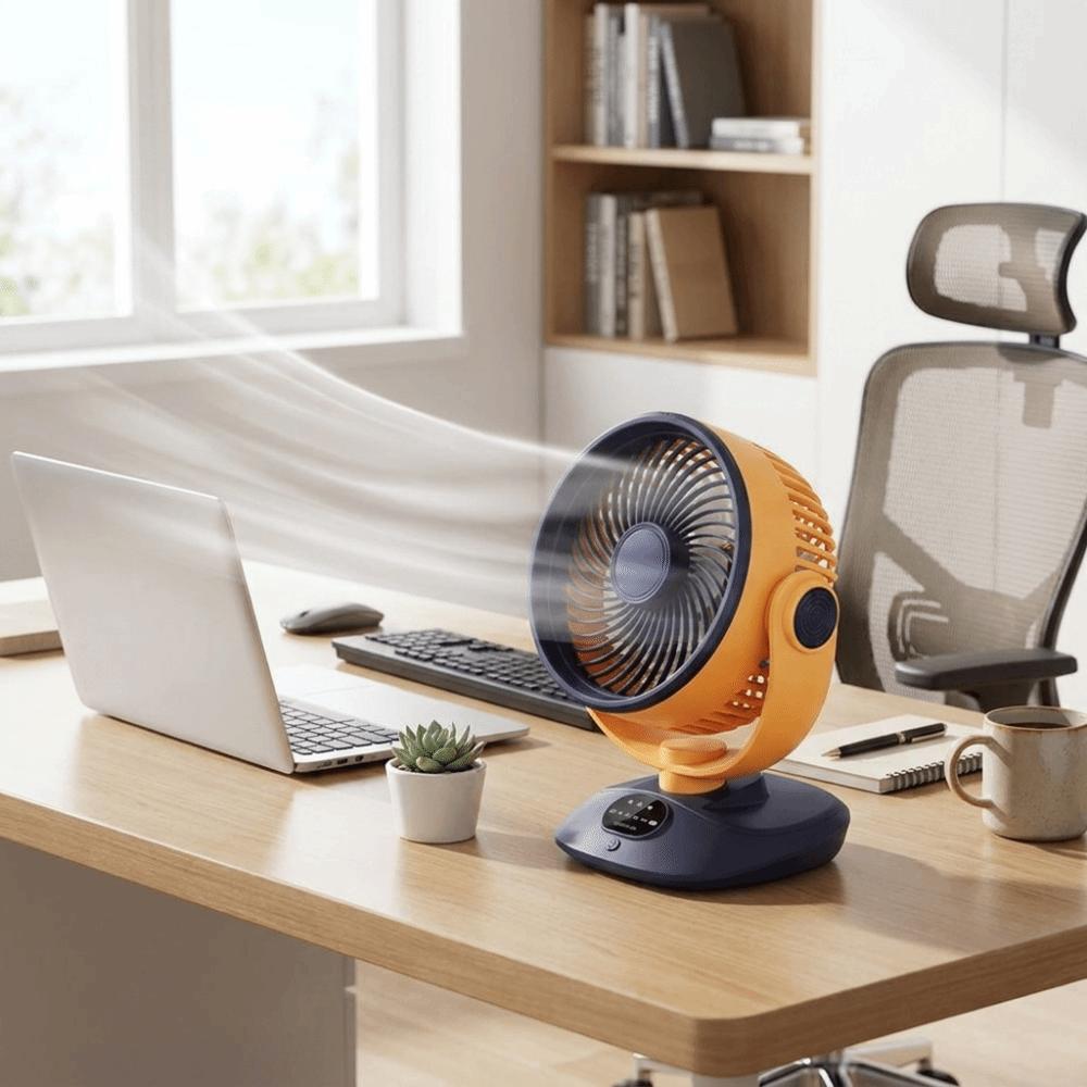 LED Digital Display Desktop Electric Fan 120° Rotating Outdoor Camping Fan Household