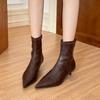 Удобный и простой в носке! Ретро коричневые мягкие кожаные кошачьи и короткие ботинки женские новые осенние ботинки на низком каблуке