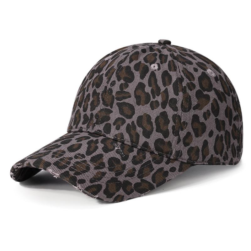 Women Baseball Cap Leopard Print Cap Ripped Sunshade Hat