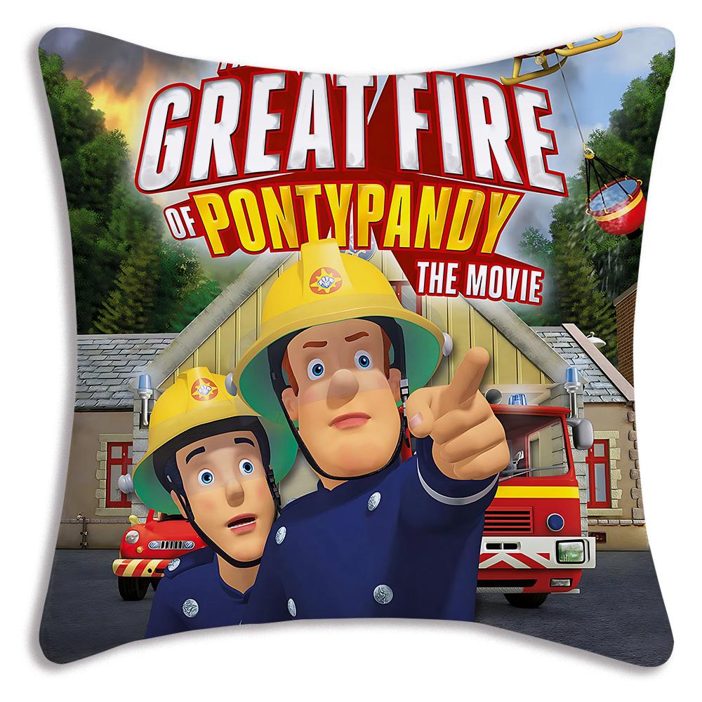 Anime For Firemans S-Sam Pillow Covers Cartoon Sofa Decorative Home Double-sided Printing Short Plush Cute Cushion Cover