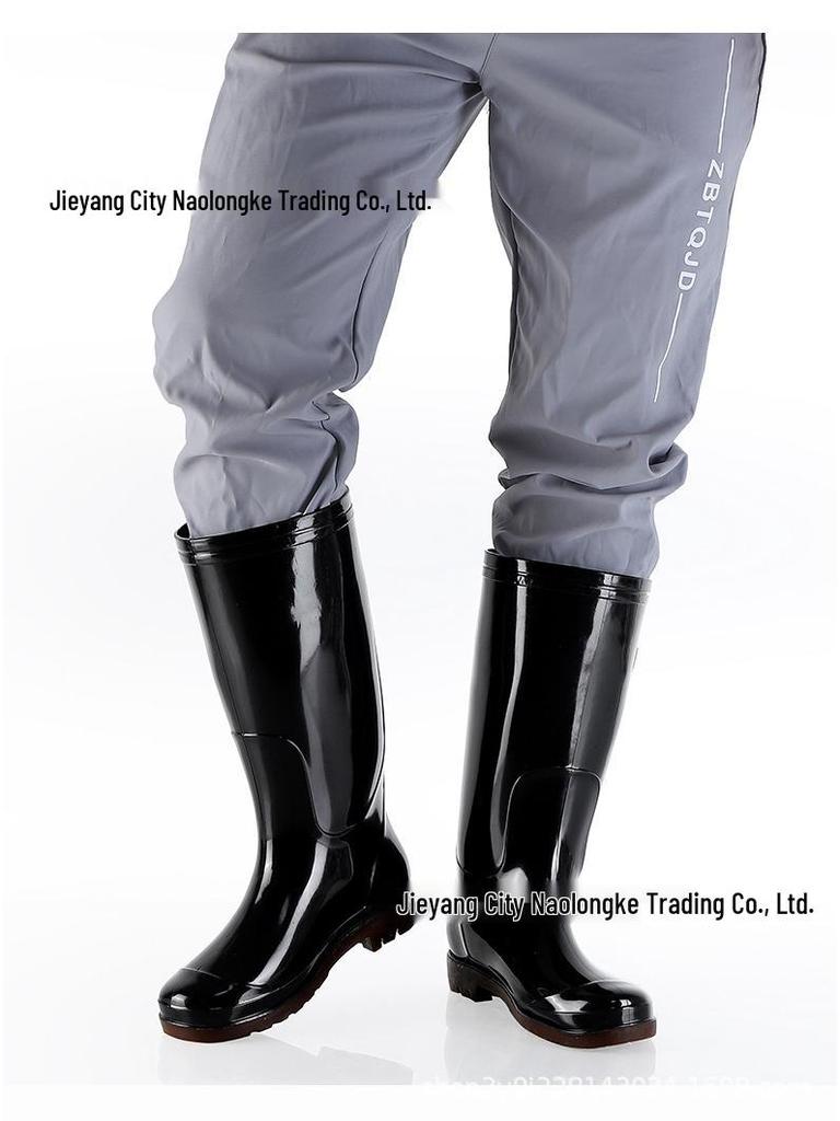 Мужские высокие резиновые дождевые ботинки песочного цвета, быстросохнущие - Водонепроницаемые, Нескользящие, Без сетки