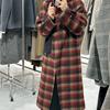 Рождественское военное клетчатое осенне-зимнее новое корейское кашемировое пальто с воротником-стойкой, двухстороннее женское шерстяное пальто