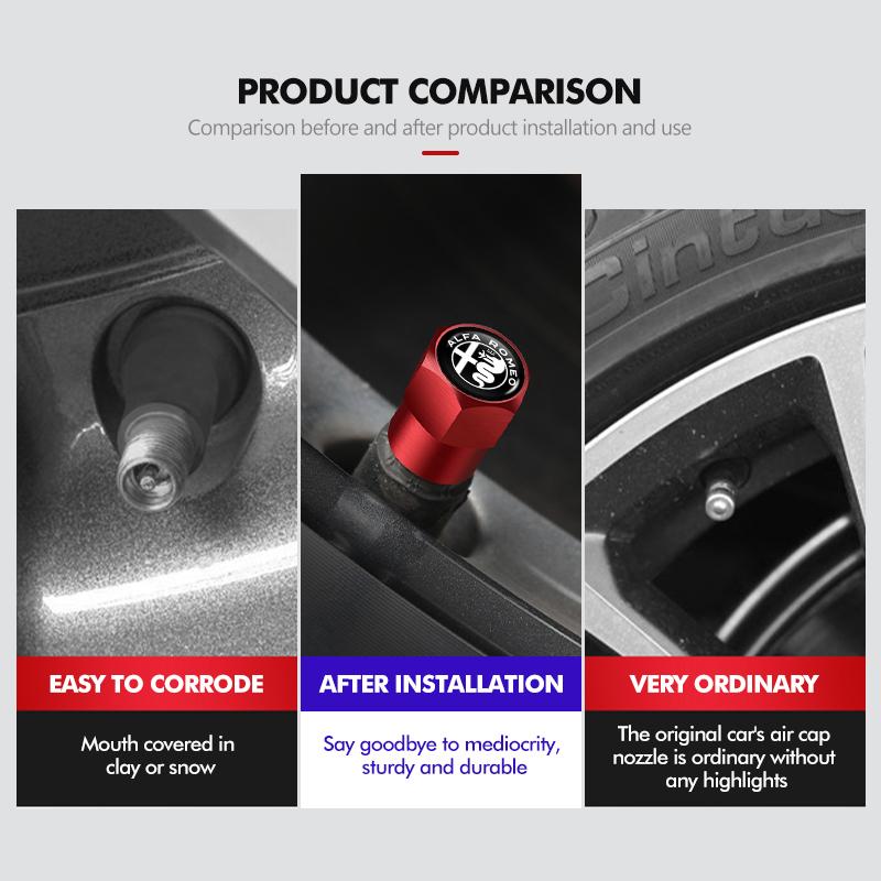 For Alfa Romeo 4Pcs Car Tire Valve Value Protection Caps Badge Accessories For Alfa Romeo 159 Giulietta 156 147 Giulia Mito GT S