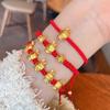 Трансфер Бусина Удачи Золотисто-Красный Браслет-Шнурок Плетеный Браслет Женская Ручная Веревка Браслет с Кроликом