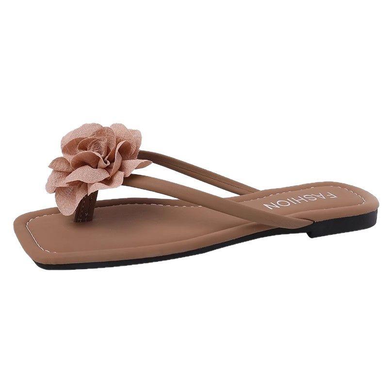 Новая приморская пляжная обувь Корейская версия женской летней моды плоская подошва простые однотонные жемчужные шлепанцы обувь универсальная