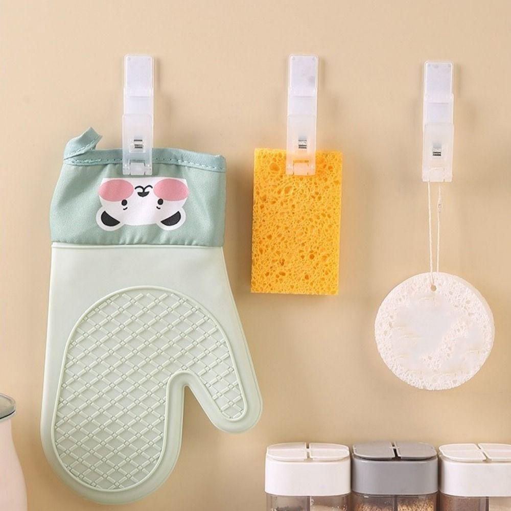 6PCS No-Punch Folding Hanging Clip Plastic Dishcloth Clips Creative Wall Storage Hook Bedroom