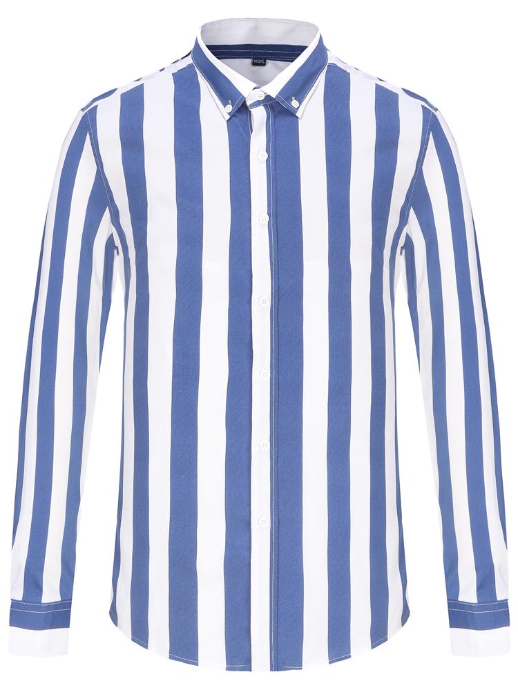 Мужская классическая рубашка в полоску с цветными блоками на весну и лето без карманов, легкие рубашки на пуговицах с длинными рукавами, устойчивые к морщинам