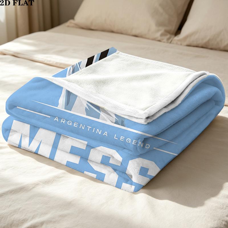 1PC Messi Patterned Flannel Blanket Suitable For All Seasons For Home Decor Warmth And Comfort Gifts Holiday Present
