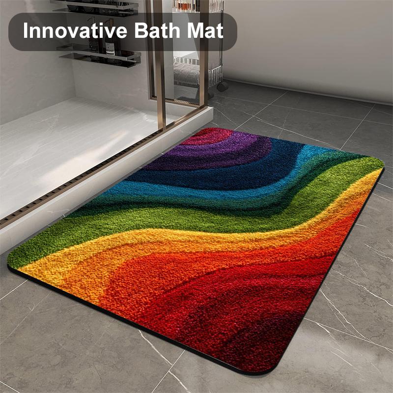 2D Rainbow Floor Mat Bathroom Anti Slip Absorbent Quick Drying Door Mat Toilet Anti Fall Door Mat Indoor And Outdoor Foot Mat