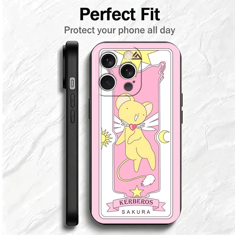Чехол для телефона Cardcaptor Sakura, милая девушка, мягкий, для iPhone 16 16E 17 Air 15 Pro Max 14 Plus 13 Mini 11 12 7, черная задняя крышка