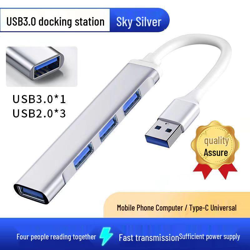 Мини-хаб USB 3.0 Type-C, алюминиевый: Док-станция-разветвитель на 4 порта