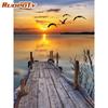 Frame Picture Diy Painting By Numbers Sunset Seaside Coloring By Numbers Acrylic Canvas Painting Handpainted Drawing Art