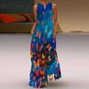 Women's A-line Dress Maxi Long Sleeveless Red Butterfly Print Autumn/winter V-neck Retro Style Elegant