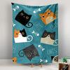 Colorful cute cat faces with fish bones illustration Patterned tapestry for bedroom and living room home decor sofas