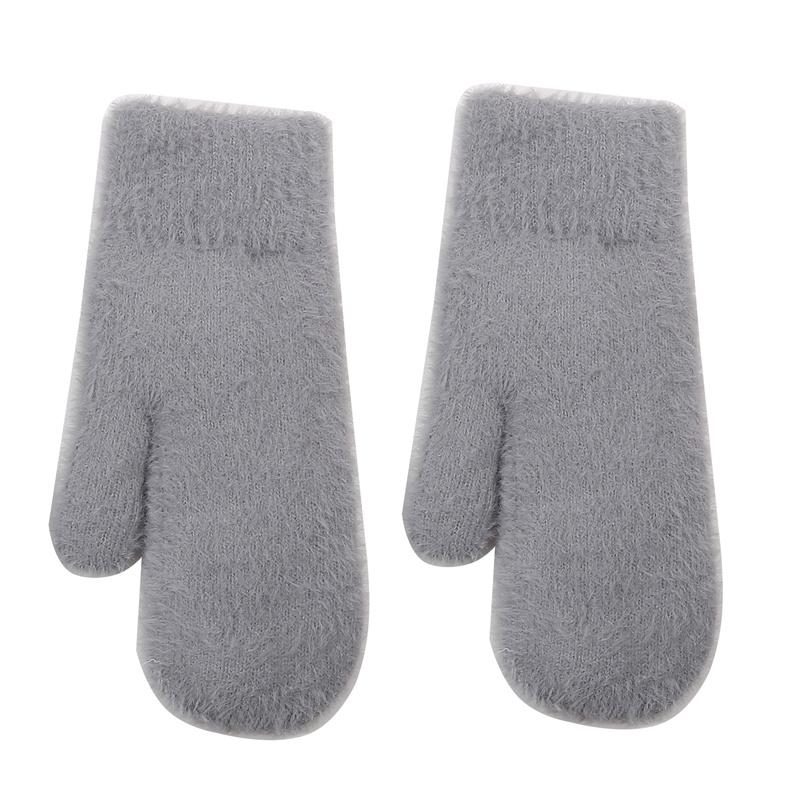 Женские зимние теплые кашемировые однотонные искусственные меховые норки эластичные мягкие варежки с полными пальцами милые перчатки для девочек