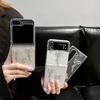 Transparent Glitter Ins Style Bow Phone Case for Samsung Zflip6 Clamshell Folding Zfold5 Women's Model