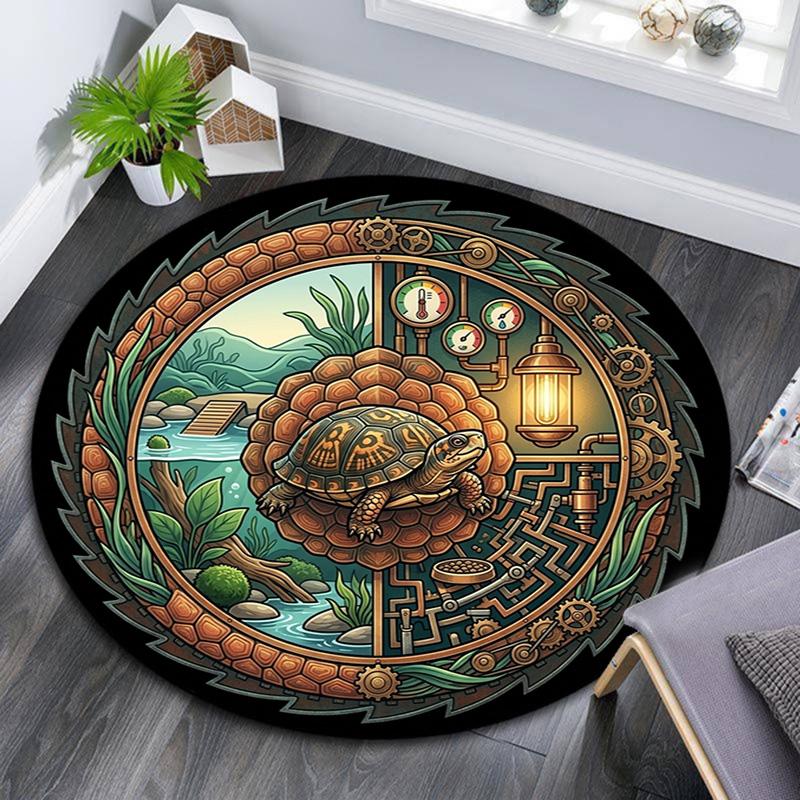 Steampunk Turtle Oasis Round Area Rug Under Office Chairs Bedroom Living Room Home Decor