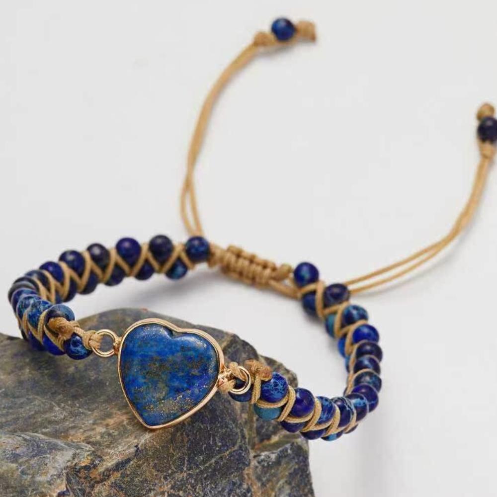 Hand Jewelry Bohemian Braided Bracelets Colorful Stone Heart Bead Bangle Gifts