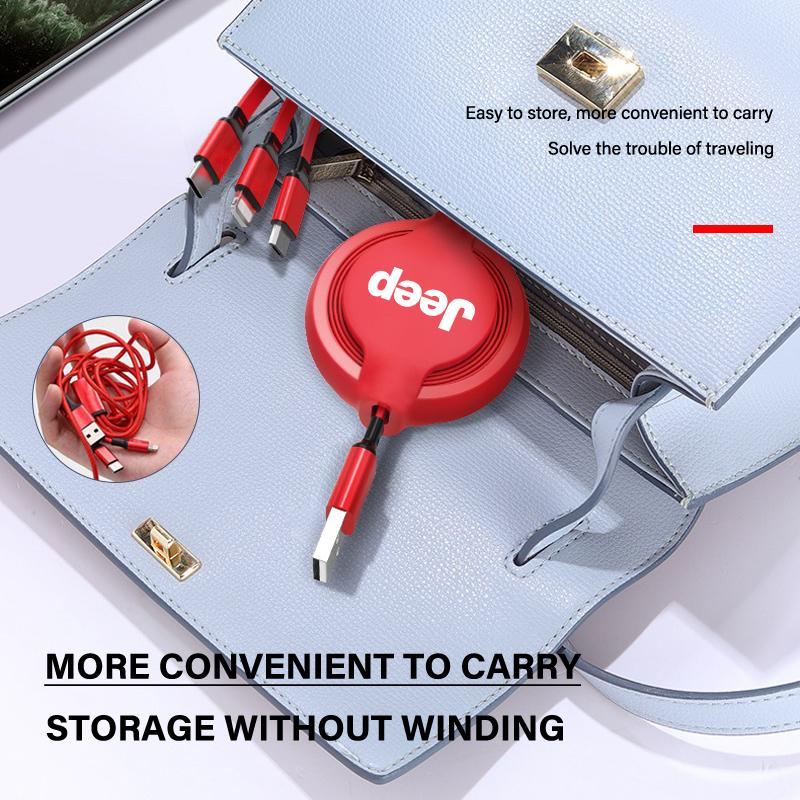 1Pcs Car Mounted Telescopic Three In One Mobile Phone Charger For Jeep Grand Cherokee WJ WK WK2 Wrangler TJ JK 2 4 Puertas