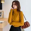 Women's Slim Fit Modal Turtleneck with Velvet Lining - Long-Sleeve Black T-Shirt for Autumn/Winter 2025