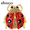Rinhoo Exquisite Lovely Insect Full Rhinestone Ladybug Brooches For Women Red Small Ladybird Enamel Pins Christmas Jewelry Gifts