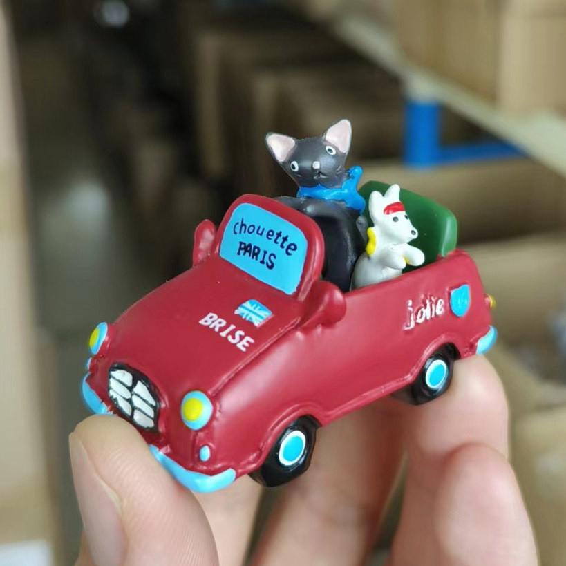 Cute Driving Cartoon Car Motorcycle Sleeping Scene Mini Model Decor Ornament