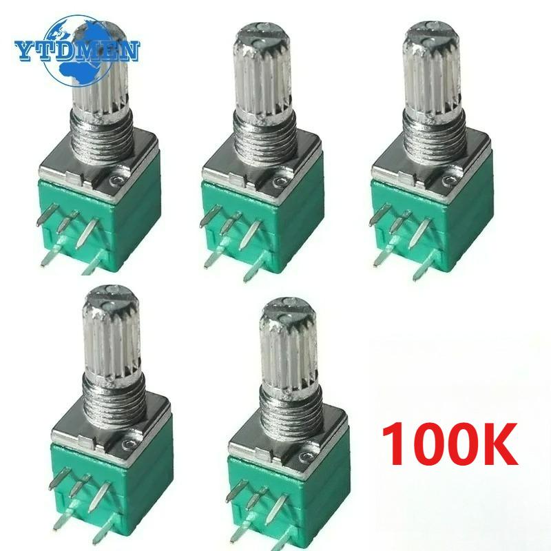 5PCS RK097 Potentiometer 5Pin RK097G B10K 1K 5K 20K 50K 100K 500K 15mm Audio Shaft Amplifier Sealing Rotary Potentiometers Kit