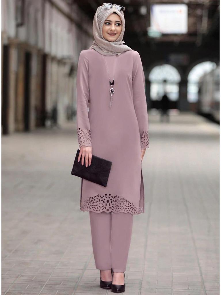 Spring Floral Abaya: Middle Eastern Muslim Women's Two-Piece Robe Suit