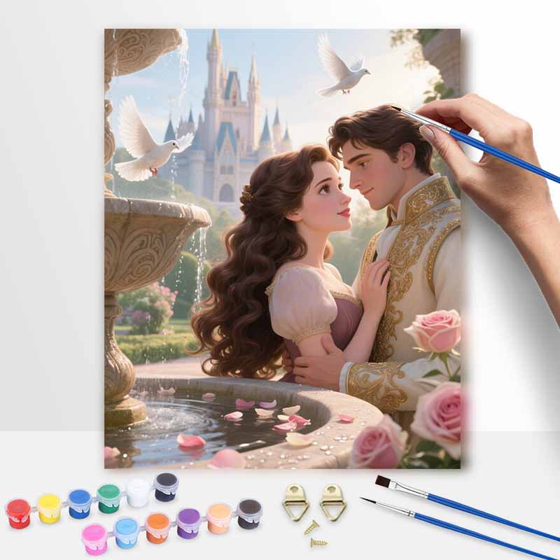 Disney Набор для рисования маслом по номерам. романтическая сцена принцессы и принца в замке. ручная работа DIY painting украшение дома подарки