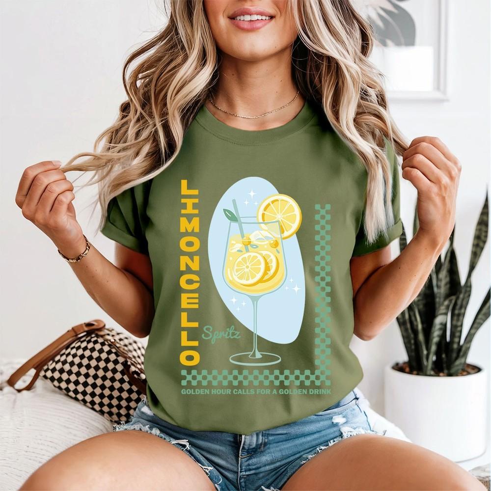 Limoncello Spritz Cocktail Food Drink Unisexs TShirt Golden Hour Lemon