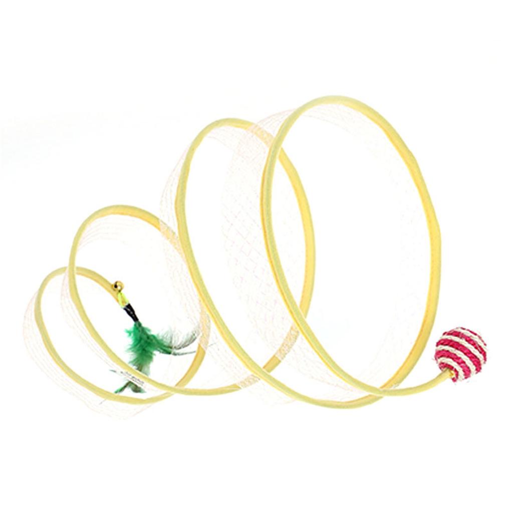 Складная игрушка-туннель для кошек, интерактивная, забавная, складная, S-образная, туннель для кошек с перьями для домашних кошек