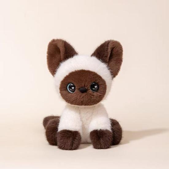 Yousheng Реалистичная кукла кошки Сиамская трехцветная кошка Плюшевая игрушка Мягкое чучело милый друг для стола и подарок для эмоциональной поддержки