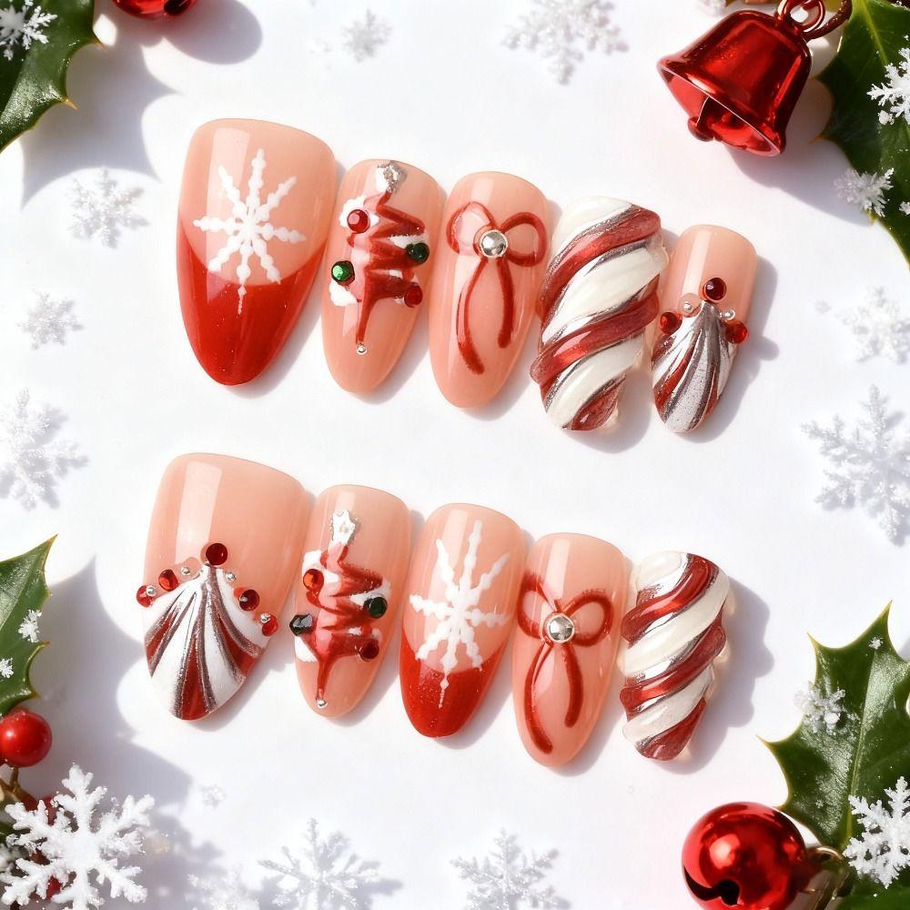 24/30PCS Horse Year Bow Nail Decorations Pearl Rhinestones 3D Nail Art Drills Red Series Butterfly Nail Art Jewelry
