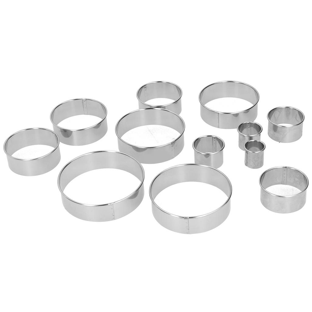 12PCS Set Stainless Steel Mousse Ring Round Cake Mold Fondant Cookies Cutting Mold Baking Tool