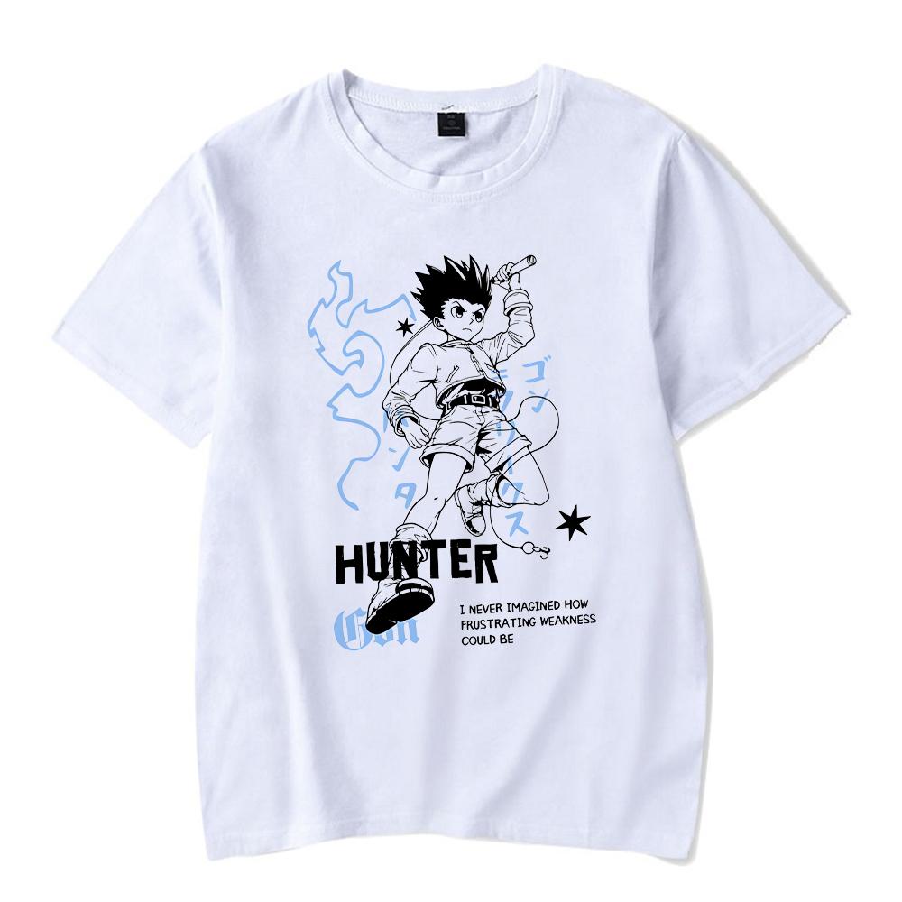 Punk Anime Hunter x Hunter Washed T-shirts Mens Cotton Clothing Graphic Manga Harajuku Tees Unisex Summer Top Male Streetwear