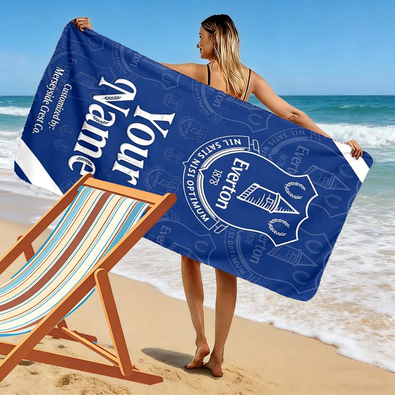 Name Custom Everton FC Print Beach Towel, Large Soft Quick Dry Towel for Beach Camping Swimming