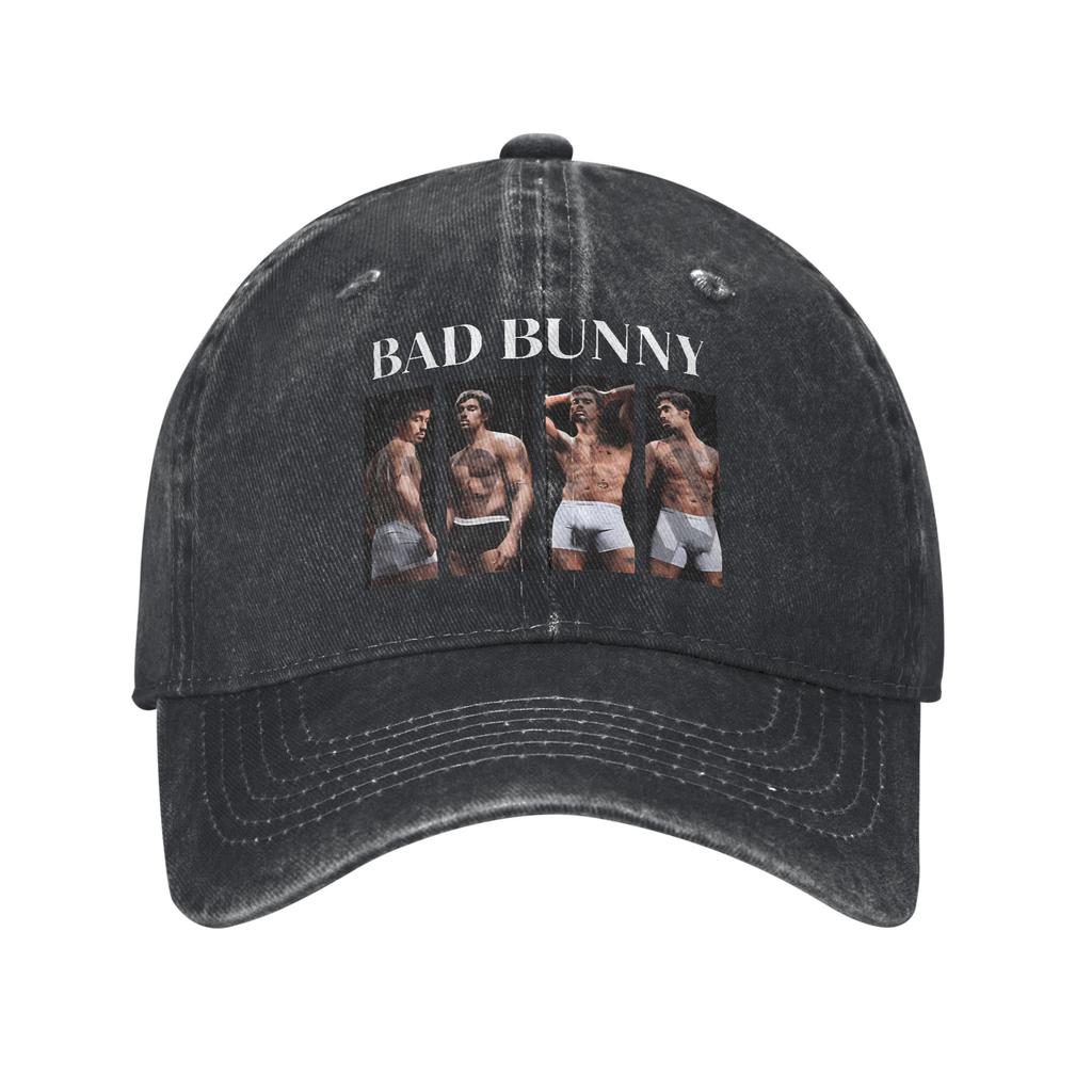 Бейсболка с автографом Bad Bunny Модная потертая джинсовая головная убор Унисекс Стиль Для улицы Бега Гольфа Подарок Кепки