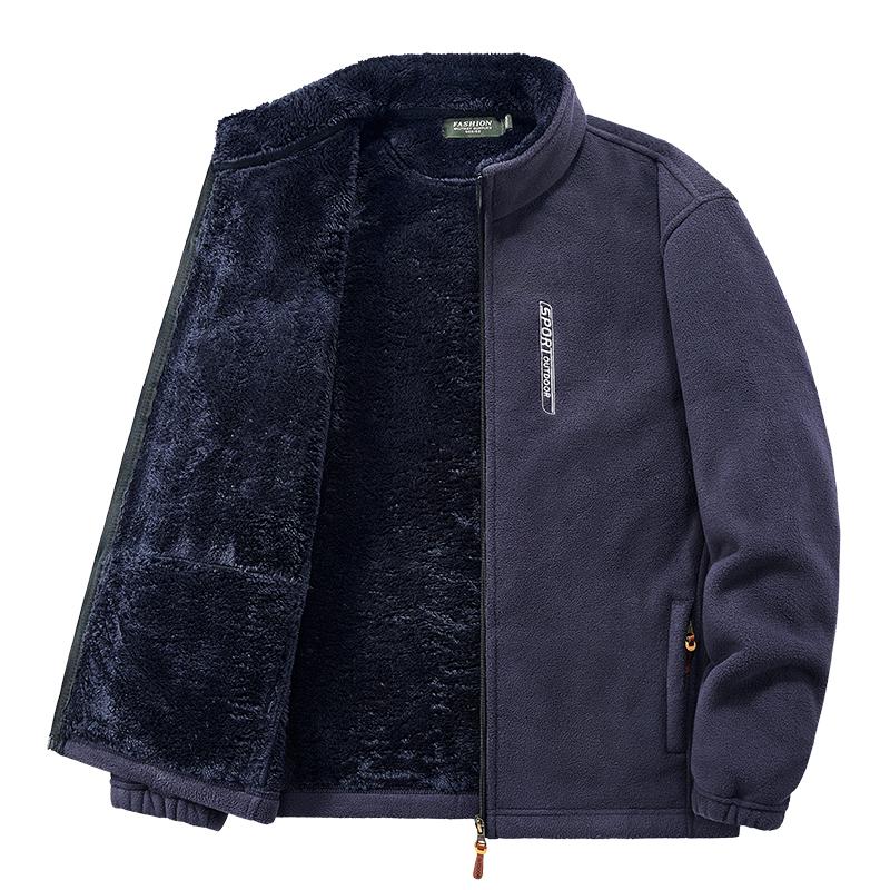 Осень-зима Толстая флисовая теплая куртка мужская модная ветровка с воротником-стойкой мужская классическая повседневная мягкая куртка мужская