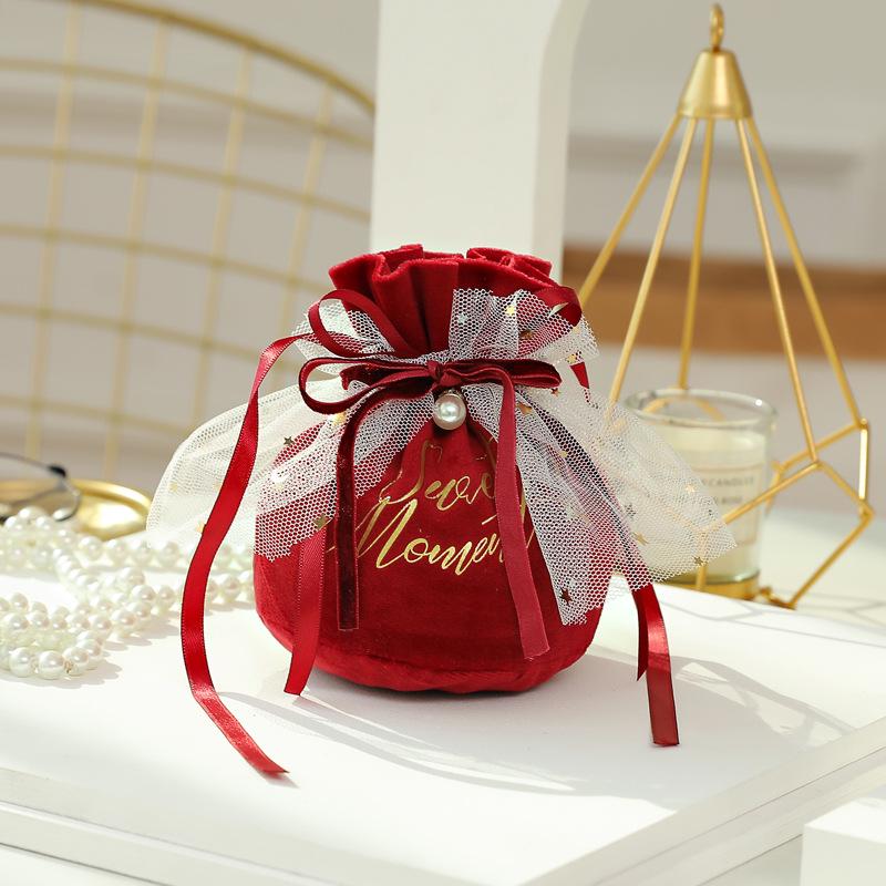 1 шт., креативная свадебная бархатная пряжа, подарочная сумка для конфет, мини-сумочка для рождественских украшений с жемчугом
