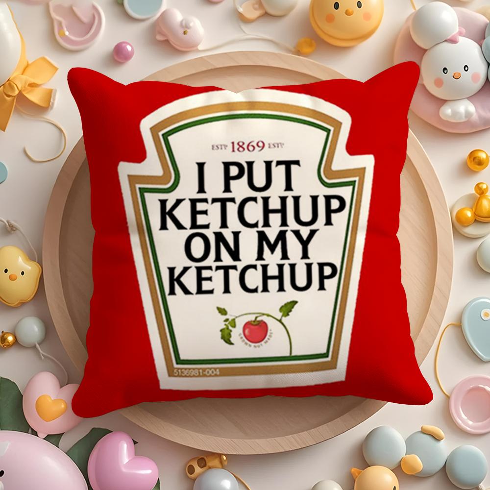 Pikpaka Funny K-Ketchup L-Label Cushion Cover Plush Fabric Soft Double-Sided Printed Sofa Warm Winter Home Gift Pillow Cover