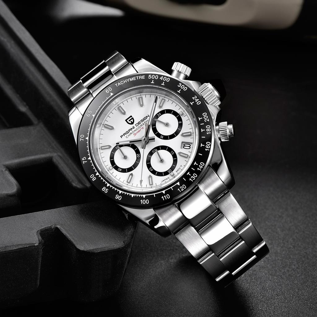 PAGANI DESIGN New Panda Dial Men's Watches top brand Luxury Quartz Wrist Watch Men Sports Watch Men Chronograph Japan VK63