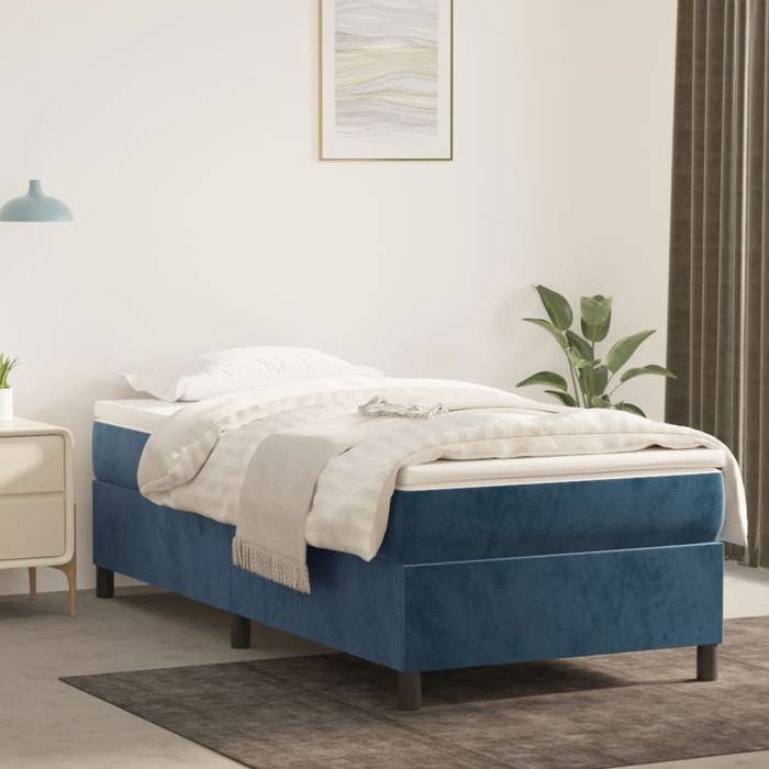 Maison Exclusive - Sommier à lattes de lit avec matelas Bleu foncé 100x200 cm