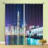 Cyberpunk City Sky Blackout Window Curtains For Kids Bedroom Living Room Bathroom Kicthen Door Home Hall2Pieces High Shading New