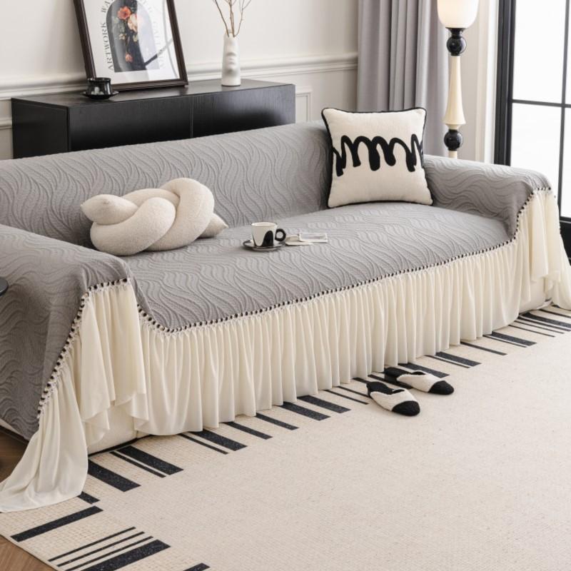 Color Cool Decor Throw-Cover Quilt Pleated Korean-Fashion Lacy-Trim Camp-Adventure Pad Settee-Set Guard Timeless Plain Couch-Set Shield