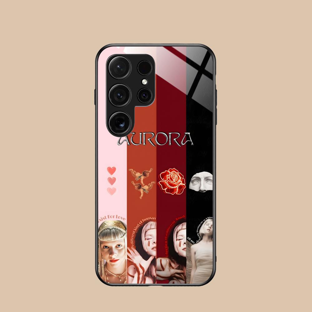 Стеклянный чехол для мобильного телефона Aurora Aksnes для Samsung Galaxy S26 S25 S24 S23 S22 S21 S20 Note20 Plus FE Ultra Разноцветный чехол