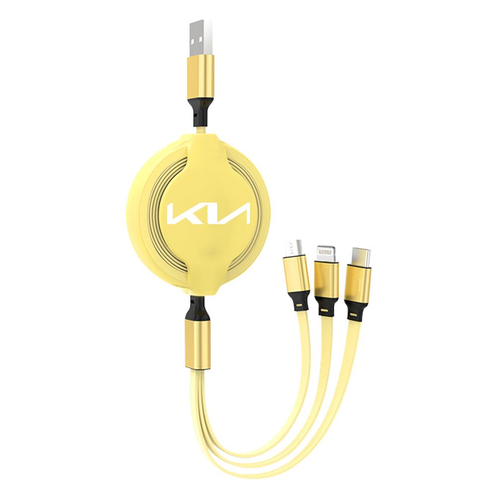 2026 Hot Car Sticker Car 3 in 1 Fast-charging IPhone Phone USB Charger Cable For KIA Sportage Ceed Sorento Cerato Optima Picanto