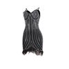 CQK2601 European-American Sexy Feather Dress with Rhinestones