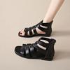 Модная обувь для женщин 2024 года, модные женские сандалии в римском стиле, летние повседневные сандалии, женские туфли с квадратным носком и молнией сзади, женская обувь для активного отдыха Zapatos